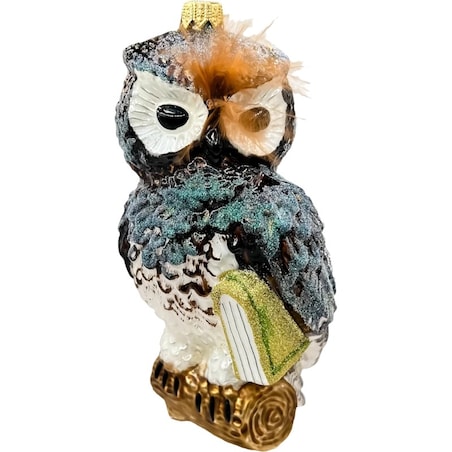 Bombka choinkowa - Sowa z księgą: brązowa