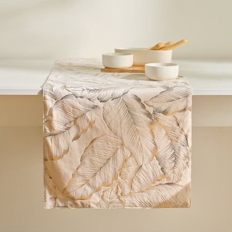 Bieżnik Welwetowy Foglare 40x180 cm z motywem liściastym