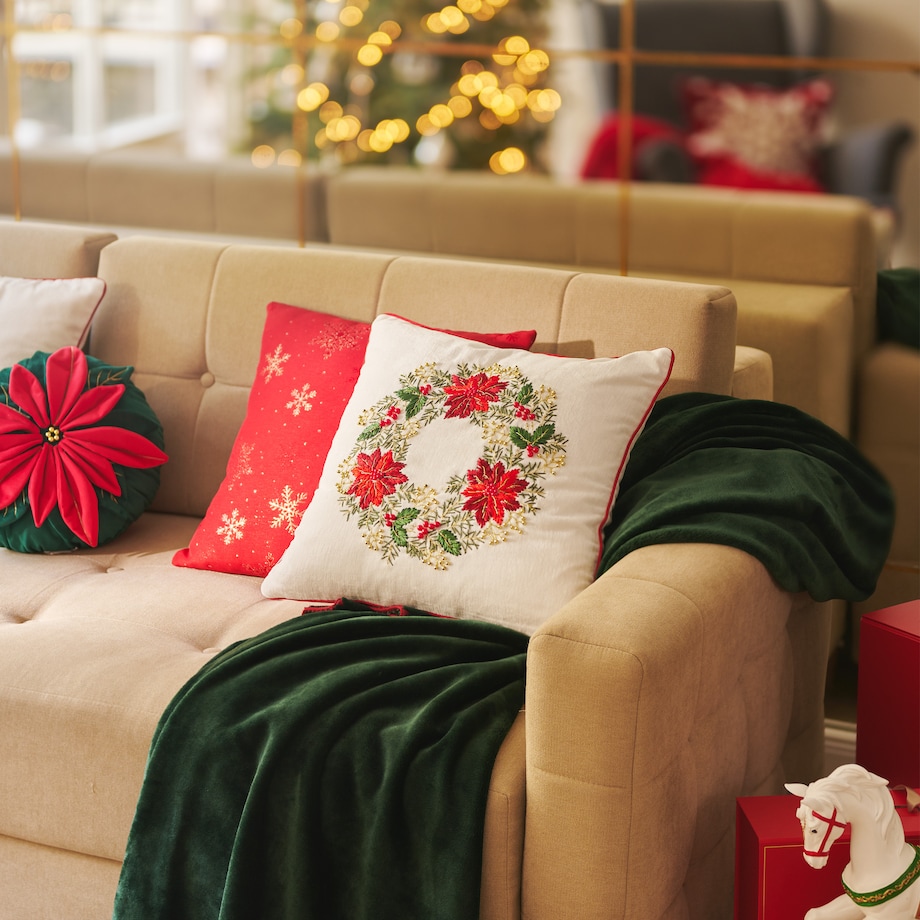 Poszewka Haftowana Coroza 45x45 cm z motywem gwiazdy betlejemskiej