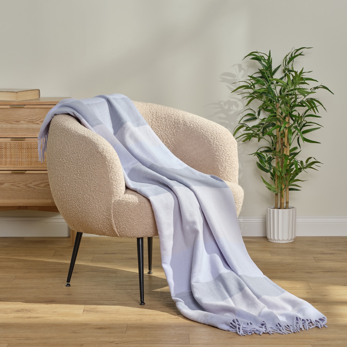 Jednokolorowy koc z wełną Welneso 130x170 cm