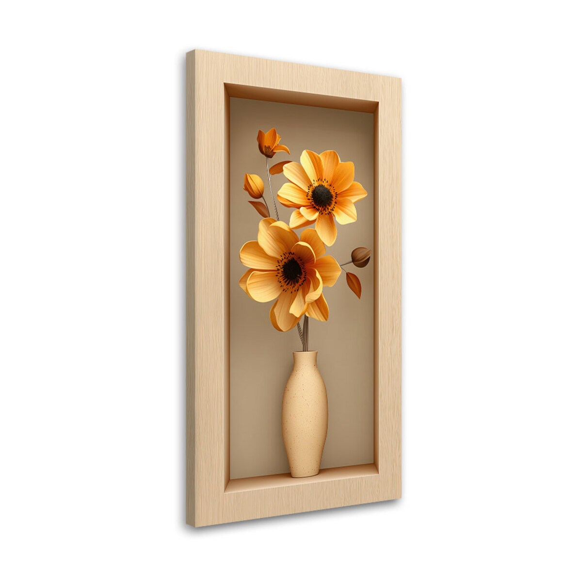 Obraz na płótnie do salonu kuchni, Kwiaty w wazonie we wnęce 3d 60x120