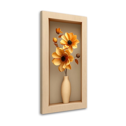 Obraz na płótnie do salonu kuchni, Kwiaty w wazonie we wnęce 3d 60x120
