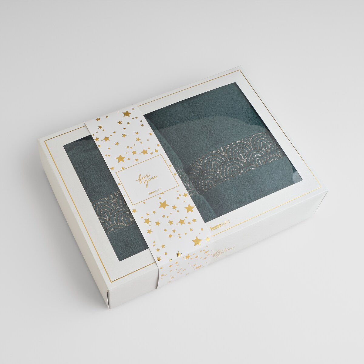 Prezentowy zestaw ręczników dekoracyjnych Rapello 2* 70x130 cm z motywem geometrycznym