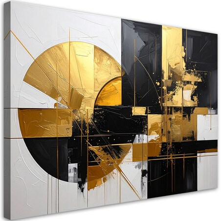 Obraz do salonu sypialni biura, Geometryczna abstrakcja złote akcenty