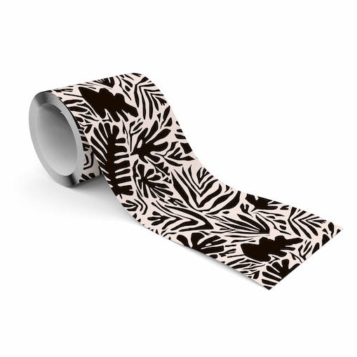 Samoprzylepny Pasek Dekoracyjny Czarne LIŚCIE Tropikalne Abstrakcja