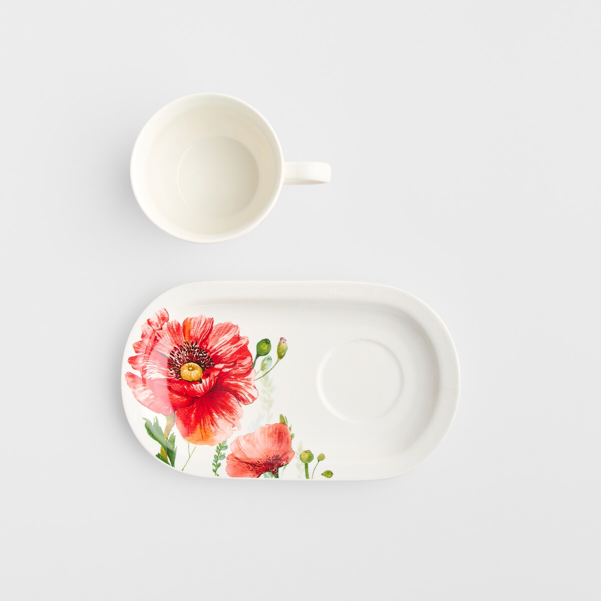 Filiżanka Ze Spodkiem Popplin z motywem kwiatowym