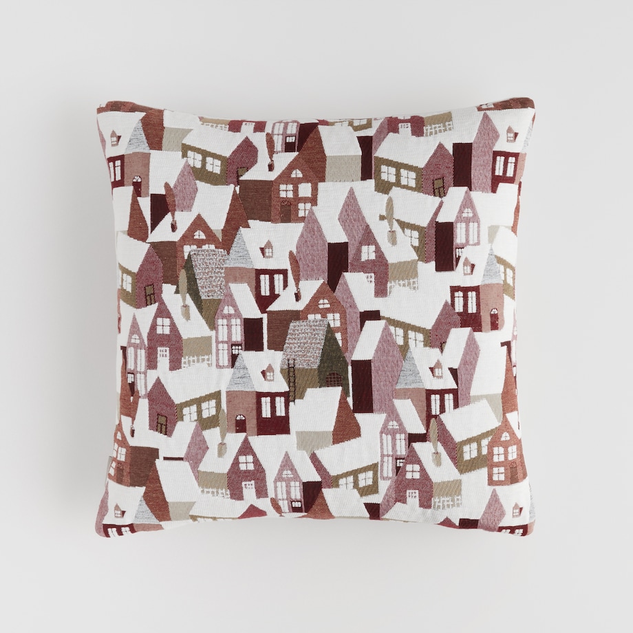 Poszewka Żakardowa Tromoso 45x45 cm z motywem domku