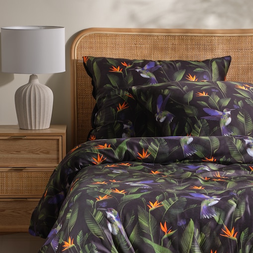 Pościel z bawełny satynowej Oaziso 200x220 cm z motywem tropikalnym