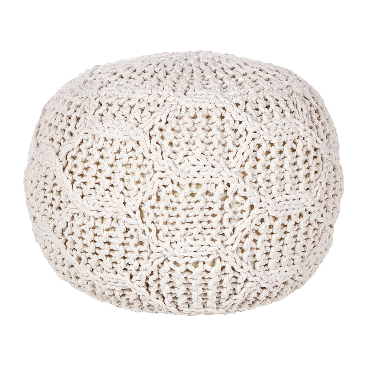 Puf makrama 50 x 35 cm beżowy TRIMAN