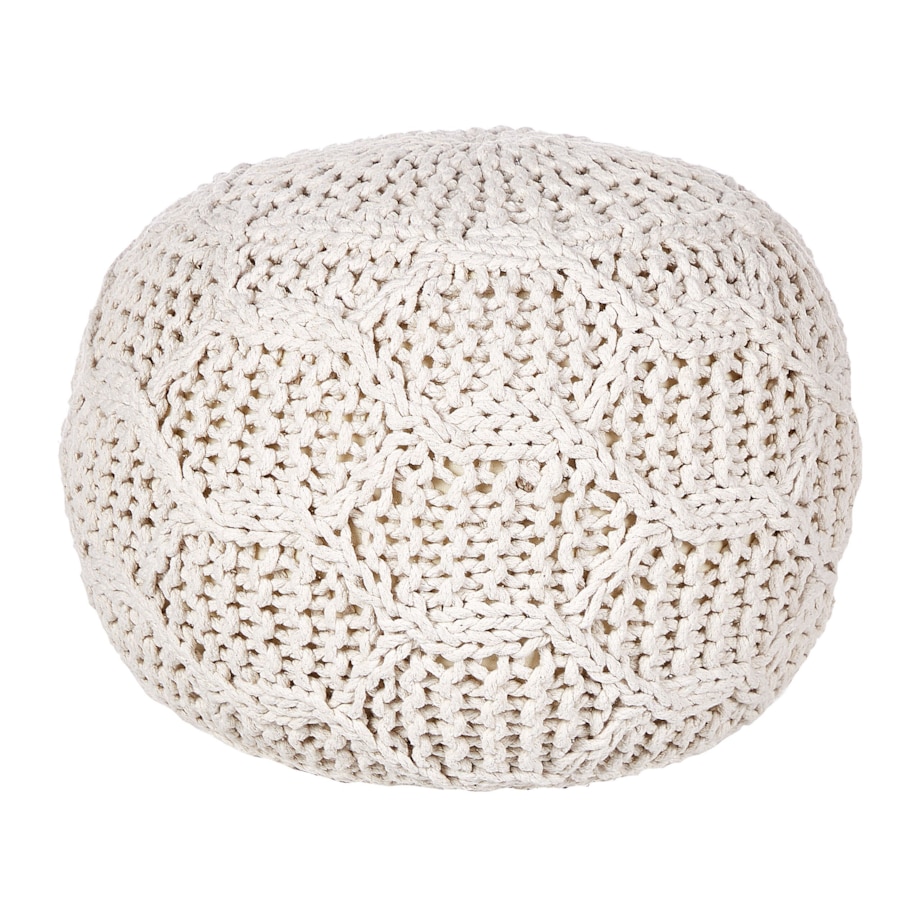Puf makrama 50 x 35 cm beżowy TRIMAN