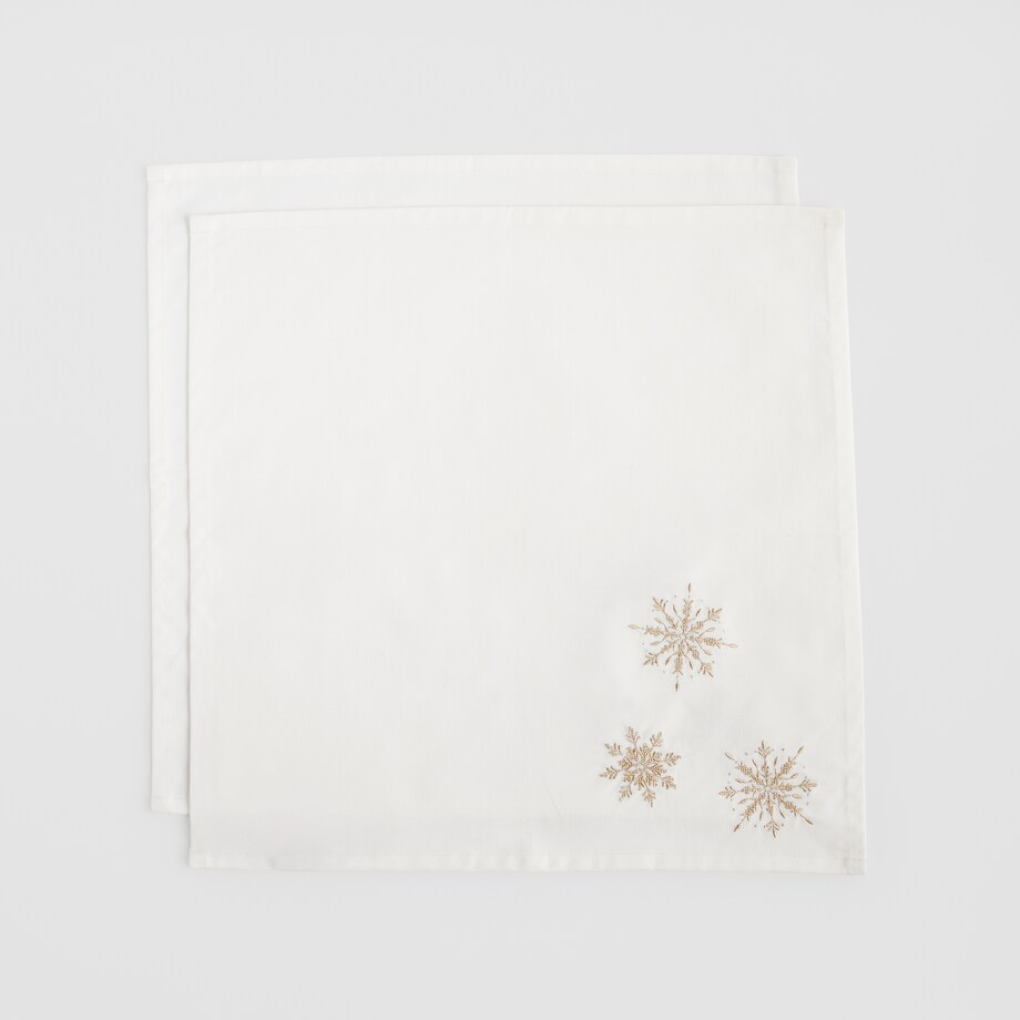 Komplet Serwetek Bawełnianych Servio 40x40 cm z motywem śnieżynki