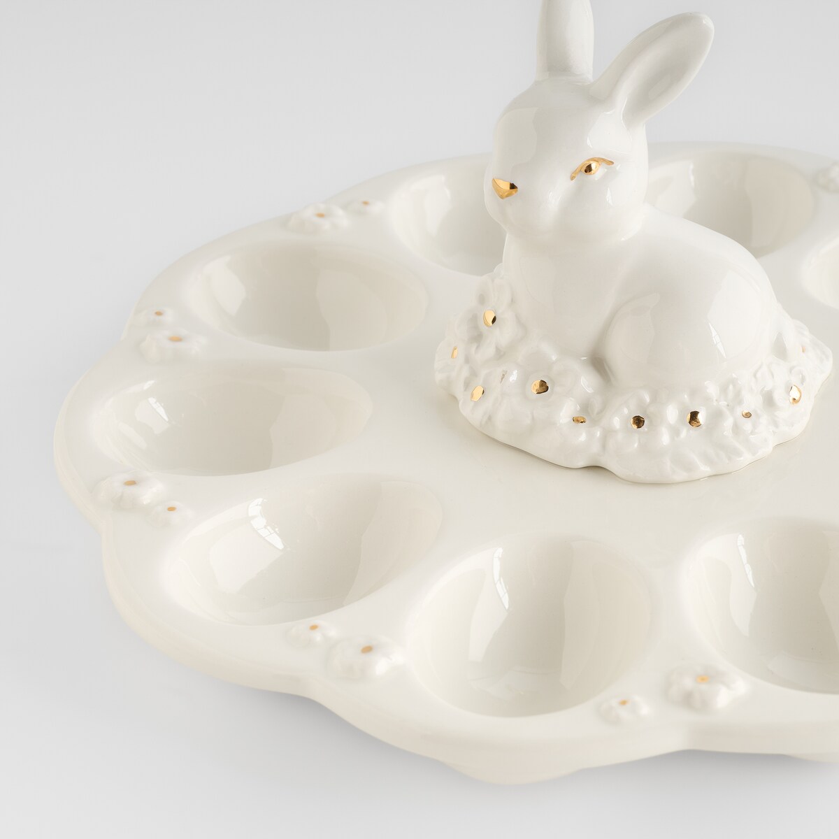 Patera Na Jajka Bellissima z motywem kwiatowym i królika