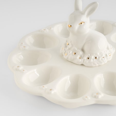 Patera Na Jajka Bellissima z motywem kwiatowym i królika