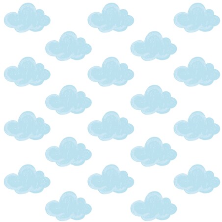 Naklejki Ścienne Dla Dzieci Niebieskie Chmurki Chmury Styl Boho Zestaw 120x60cm
