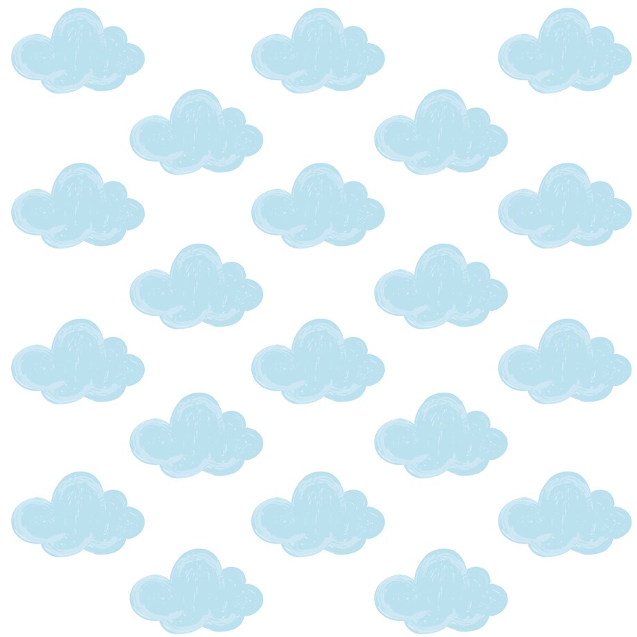 Naklejki Ścienne Dla Dzieci Niebieskie Chmurki Chmury Styl Boho Zestaw 120x60cm