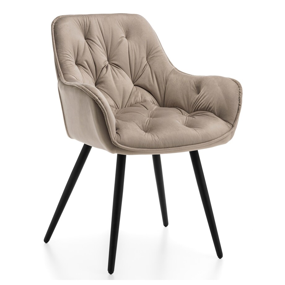 Krzesło tapicerowane pikowane do salonu jadalni welurowe SIENA ciemnobeżowe