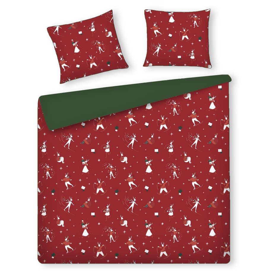 Pościel bawełniana z lamówką Olinerini 200x220 cm z motywem renifera