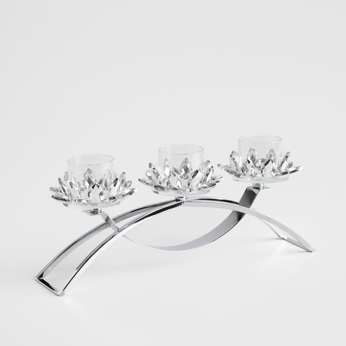 Świecznik potrójny Cristal glass trio z motywem kwiatowym