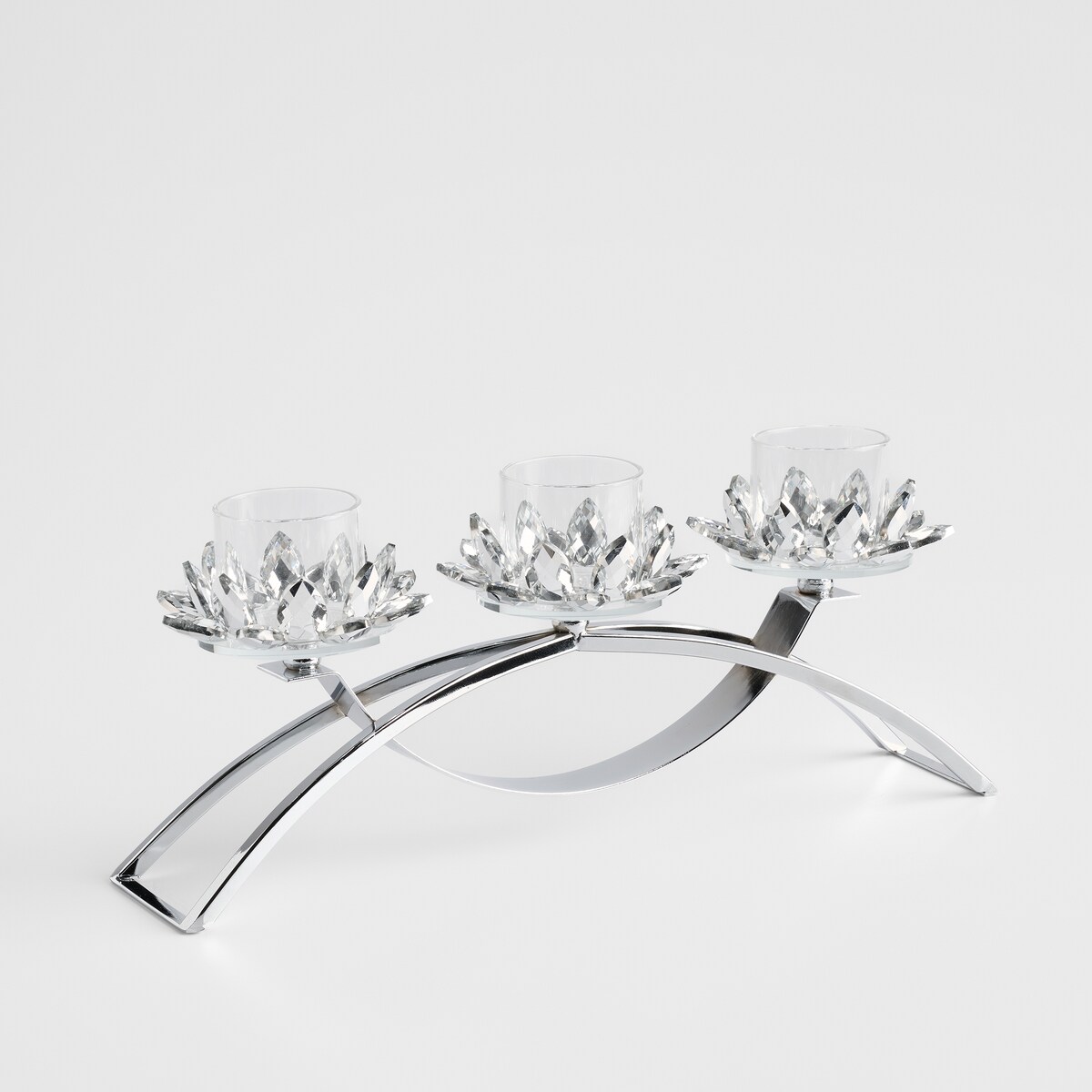 Świecznik potrójny Cristal glass trio z motywem kwiatowym