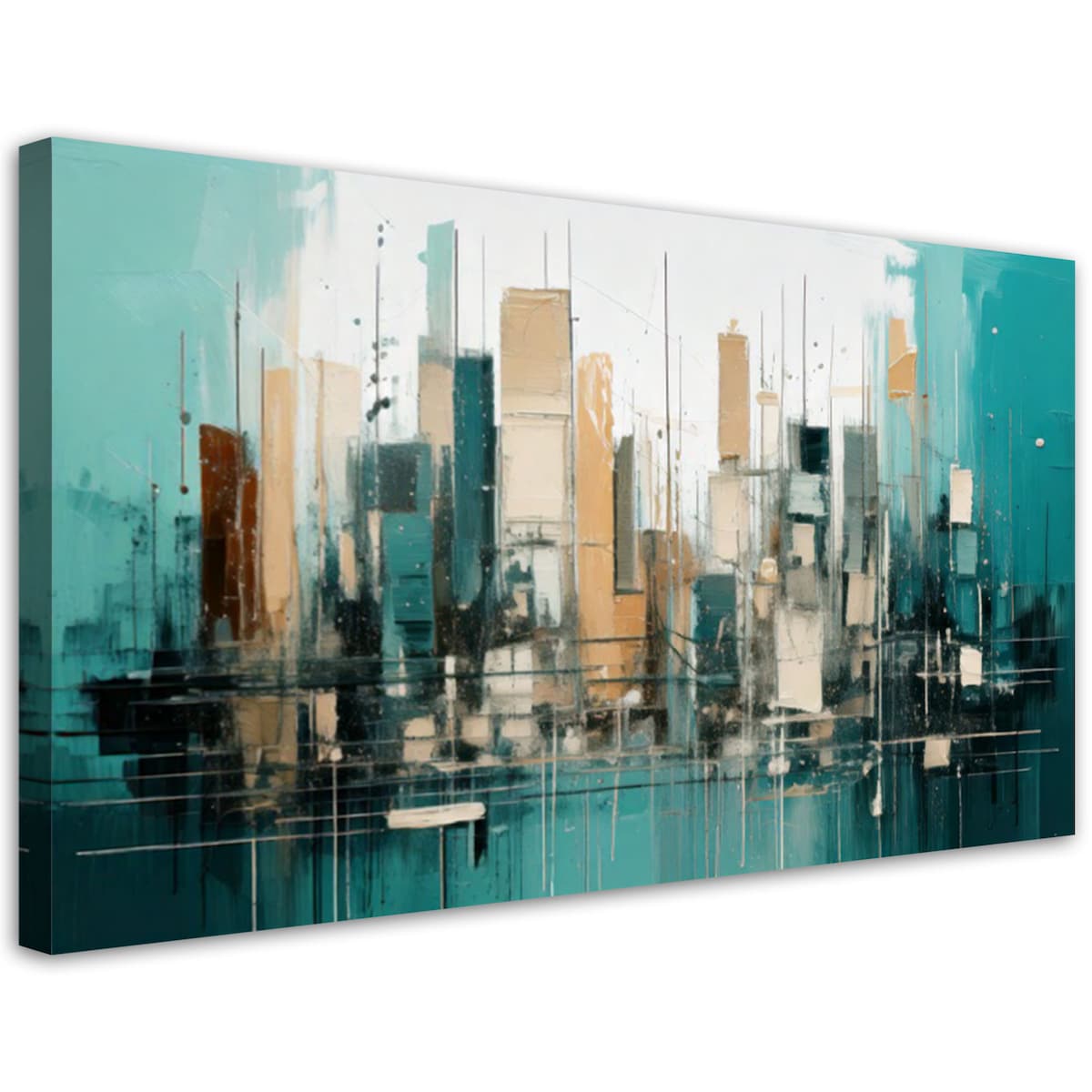 Feeby Obraz do salonu, Miasto Abstrakcja Geometryczna 120x60