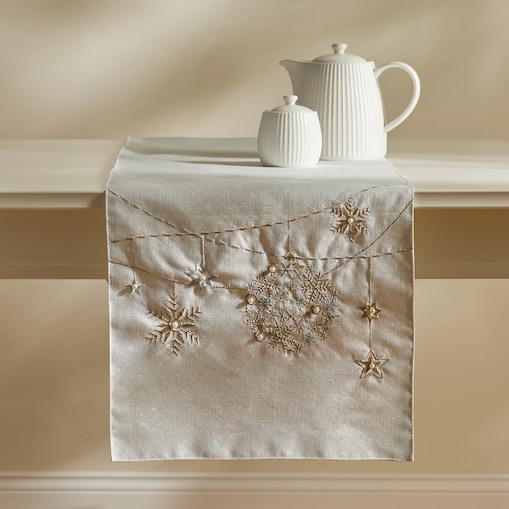 Bieżnik Haftowany Baule 35x180 cm z motywem śnieżynki