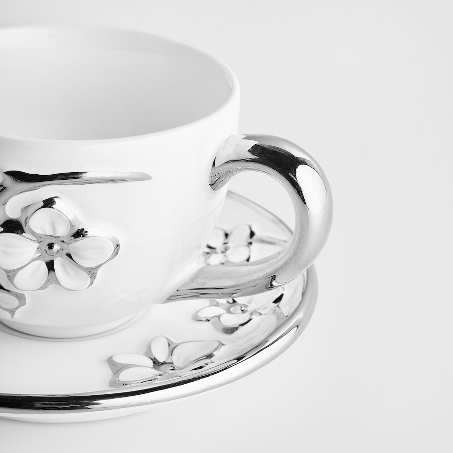 Filiżanka Ze Spodkiem Flosales z motywem kwiatowym