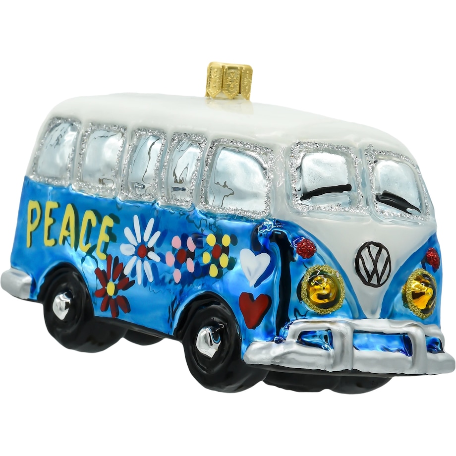 Bombka choinkowa: Samochód van hippie: niebieski