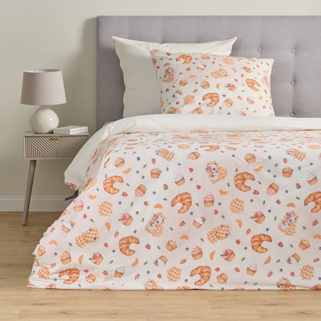 Pościel Bawełniana Brunchery 160x200 cm z motywem kulinarnym