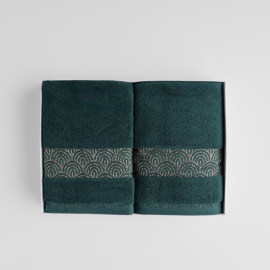 Prezentowy zestaw ręczników dekoracyjnych Rapello 2* 70x130 cm z motywem geometrycznym