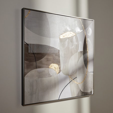 Ręcznie zdobiony obraz w ramie Lija z motywem geometrycznym