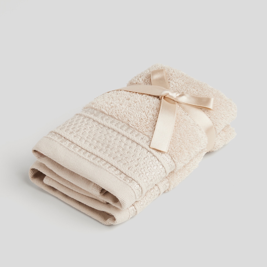 Komplet 2 szt. ręczników z bawełny egipskiej do twarzy lub do rąk Destellito 30x30 cm