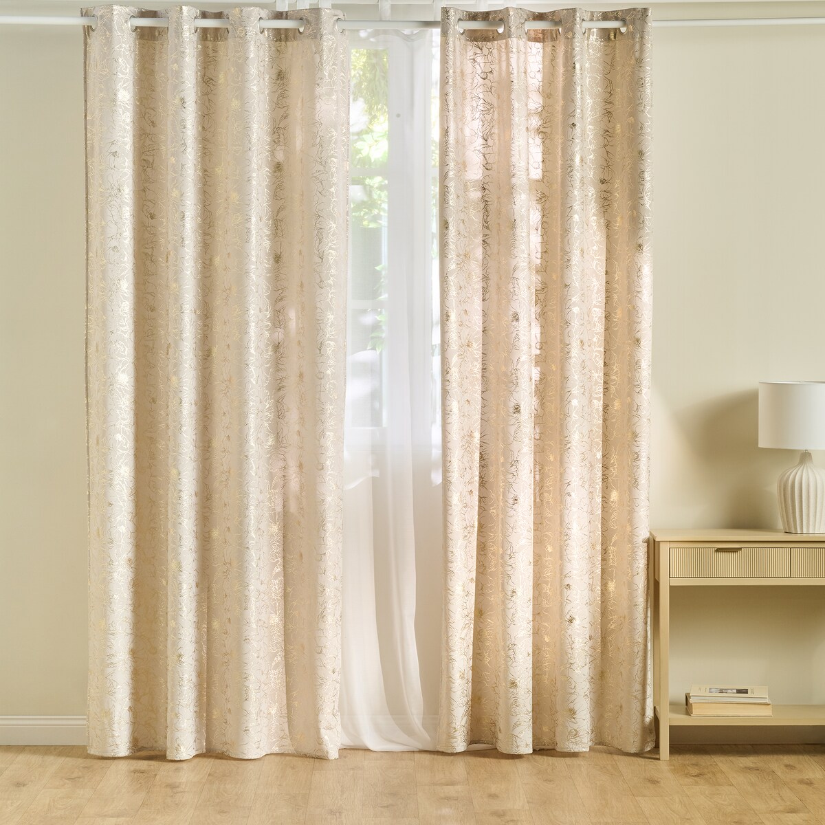 Zasłona z nadrukiem Casinosis 140x250 cm z motywem kwiatowym