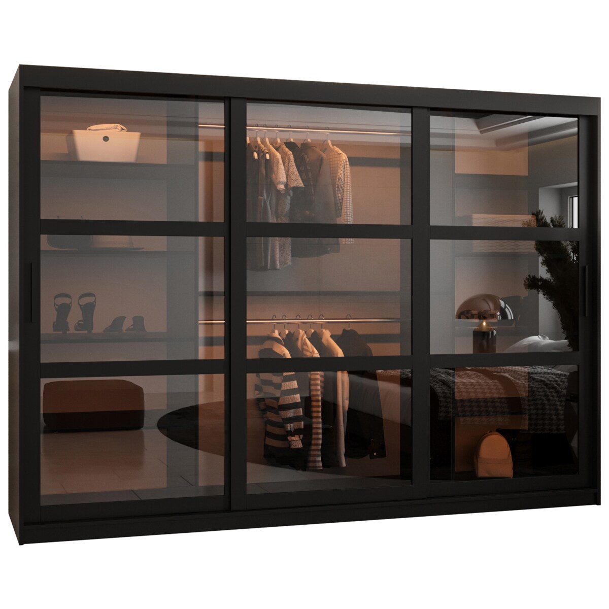 Szafa przesuwna Garderoba DOME 250 czarny