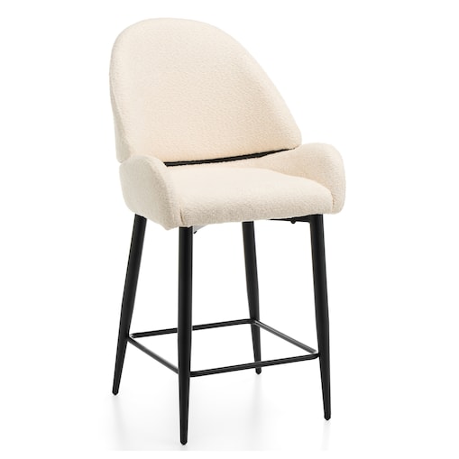 Hoker tapicerowany boucle do salonu BERGAMO jasnobeżowy