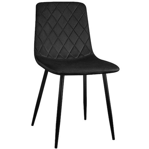 Krzesło czarne tapicerowane pikowane welurowe nowoczesne wygodne velvet