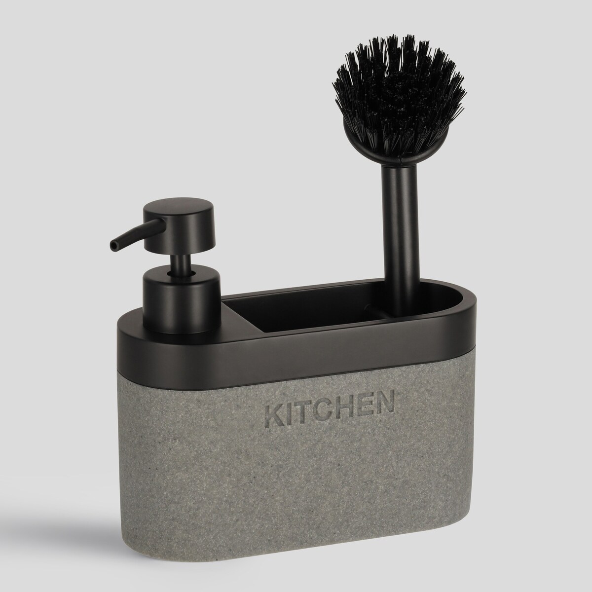 Kitchen Dispenser With Brush And Space For Sponge