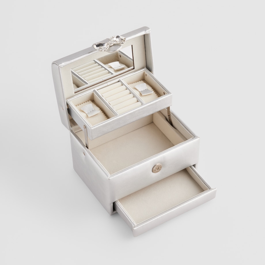 Szkatułka z lustrem, szufladkami i przegródkami Lara 18x14 cm