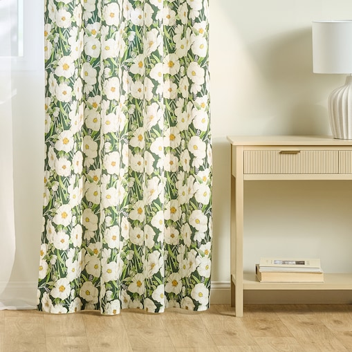 Zasłona z nadrukiem Emeris 140x250 cm z motywem kwiatowym