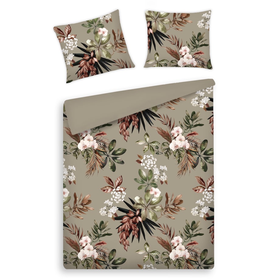 Pościel z bawełny satynowej Barelia 160x200 cm z motywem tropikalnym