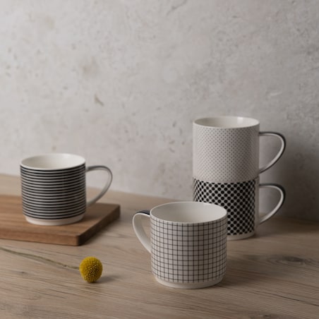 Komplet Kubków Ronnie z motywem geometrycznym