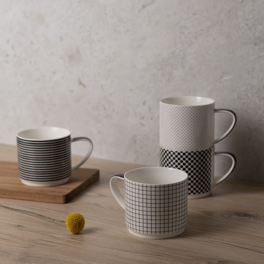 Komplet Kubków Ronnie z motywem geometrycznym