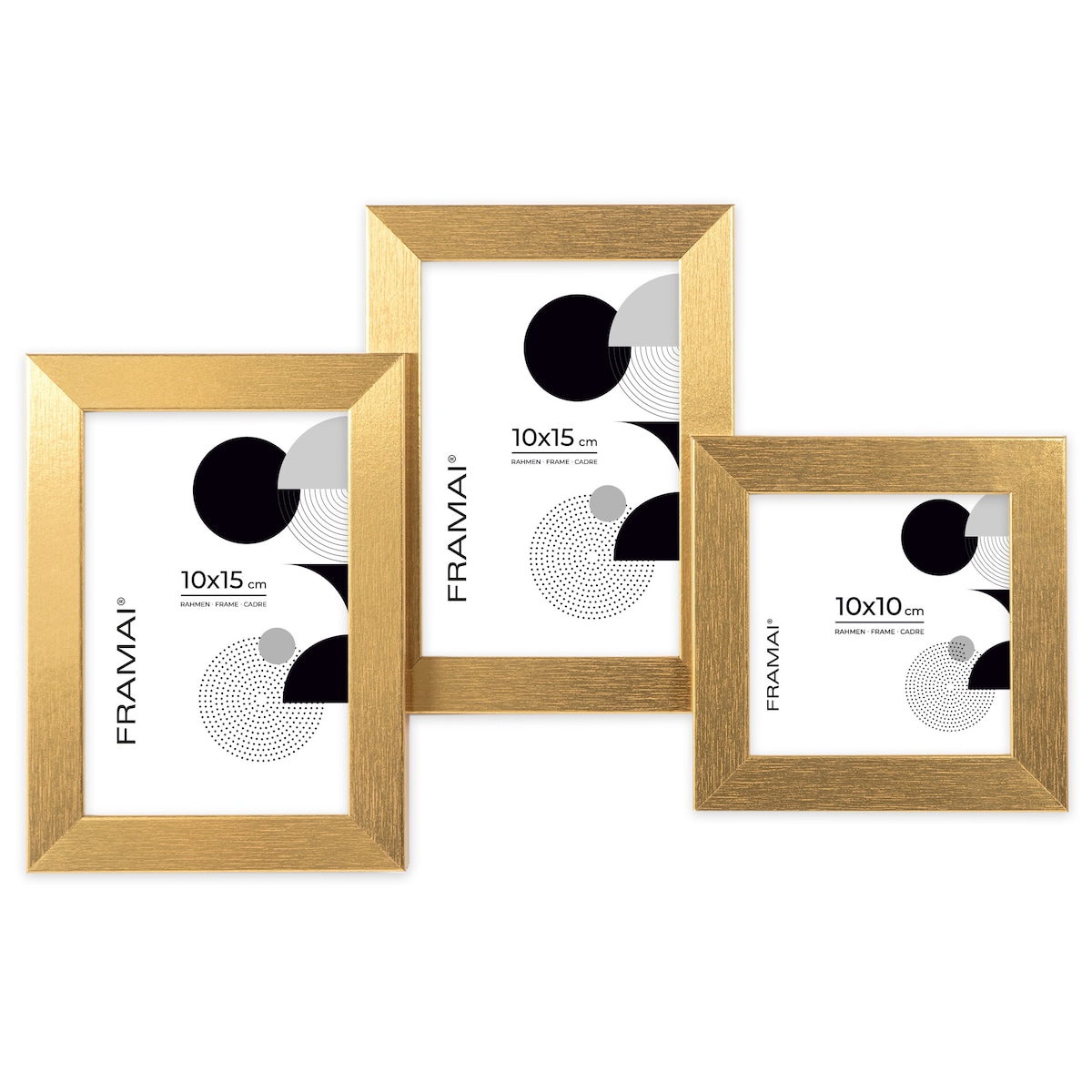 Multirama ramka na zdjęcia. Złota multirama na trzy zdjęcia 10x15 cm 10x10 cm Ramka na zdjęcia 3 w 1 MULTI HEN 4 FRAMAI®