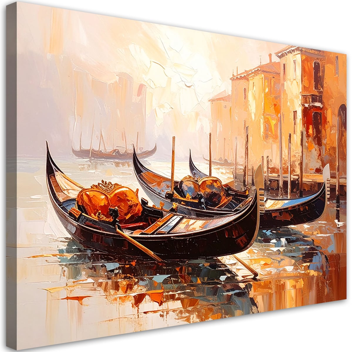 Feeby Obraz do salonu sypialni, Wenecja Miasto Gondole Beżowy 60x40