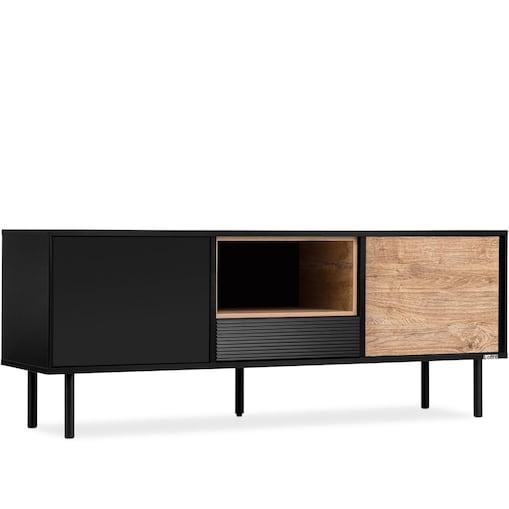 KONSIMO LOFTY Szafka RTV w stylu loft z ryflowanym wykończeniem