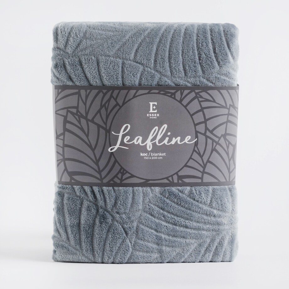Jednokolorowy koc z wytłoczonym wzorem Leafline 150x200 cm