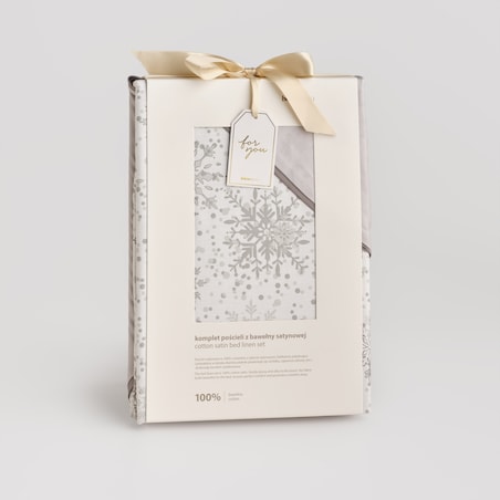 Pościel z bawełny satynowej z lamówką Snowf 140x200 cm z motywem śnieżynki