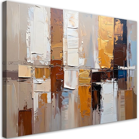 Feeby Obraz nowoczesna, Abstrakcja imitacja farby w kolorach beżu 100x70
