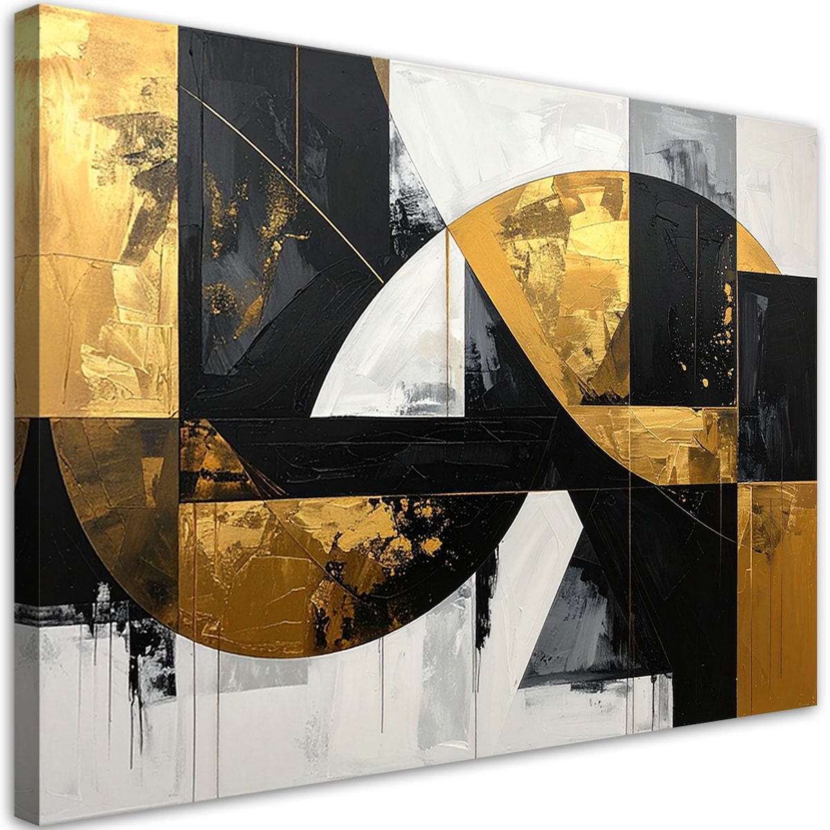Obraz do salonu sypialni biura loftu, Abstrakcja kształty czarny złoty