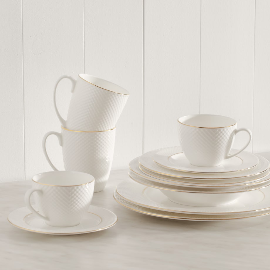 Elegancka Filiżanka z Porcelany Kostnej Eleni z motywem geometrycznym