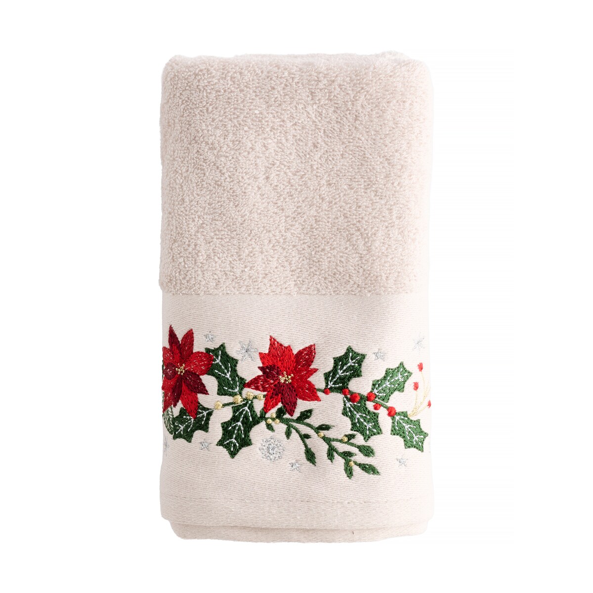 Ręcznik dekoracyjny Poinsetia 50x90 cm z motywem gwiazdy betlejemskiej